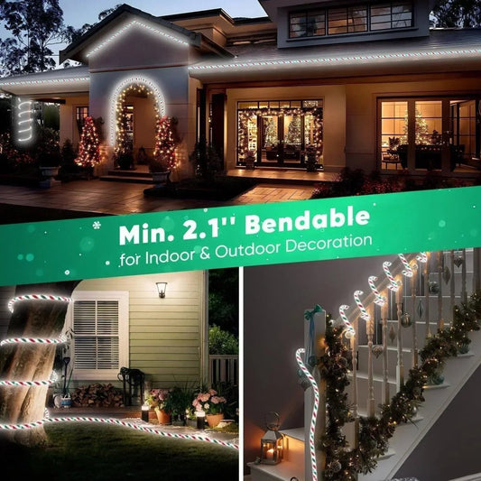 110V Candy Cane Rope Light, 11000K White Red Green Christmas Rope Light - Shine Decor