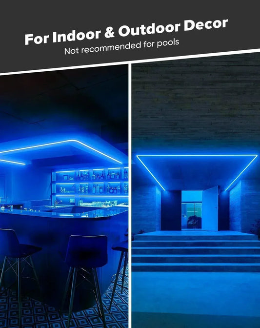 110V Ultra Bright COB LED Neon Rope Light Blue Color 800Lumens/M - Shine Decor