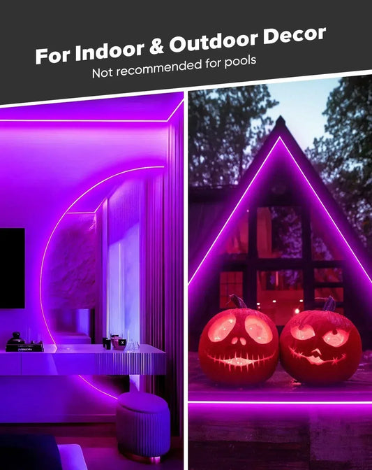 120V Ultra Bright COB LED Neon Rope Light Purple Color 800Lumens/M - Shine Decor