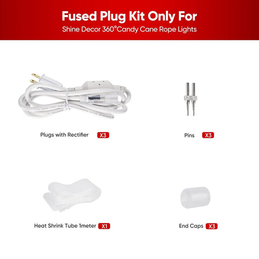 Extra Power Cord For 110V Candy Cane LED Rope Light And Patriotic Rope Light - Shine Decor