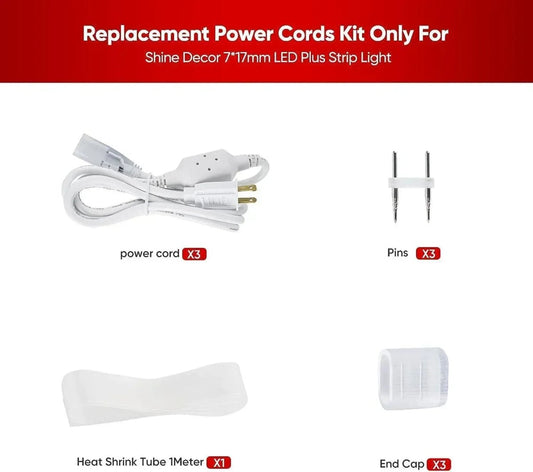Extra Power Cord Pack for 110V 7x17mm Double Row Plus Strip - Shine Decor