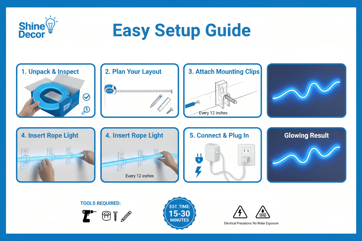 How To Install 120V Shine Decor Led Neon Rope Light-User Manual