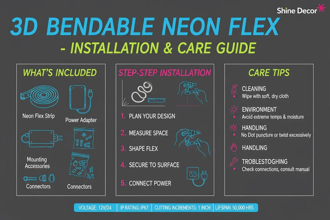 Shine Decor 3D Bendable Neon Flex: Installation & Care Guide - Shine Decor
