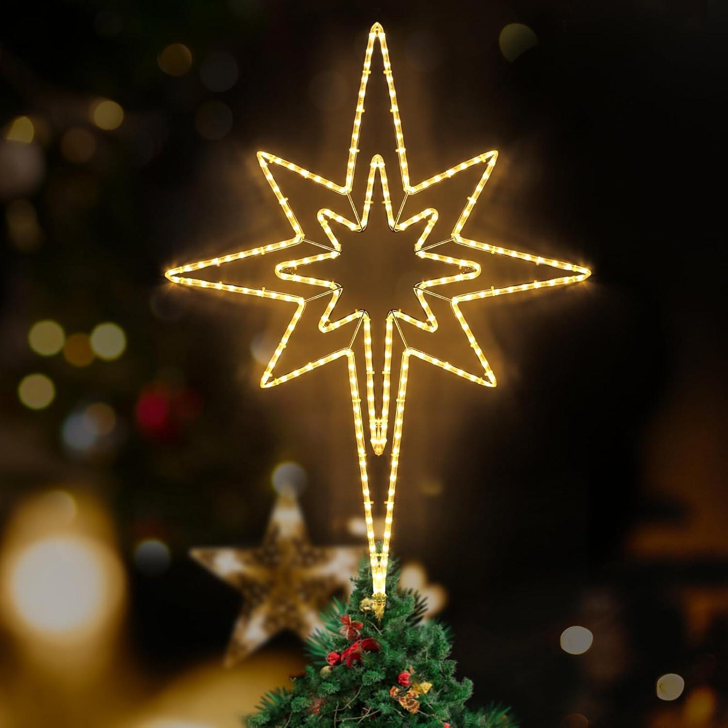 Outdoor Christmas Lights-Candy Cane Rope&Star of Bethlehem Shine Decor