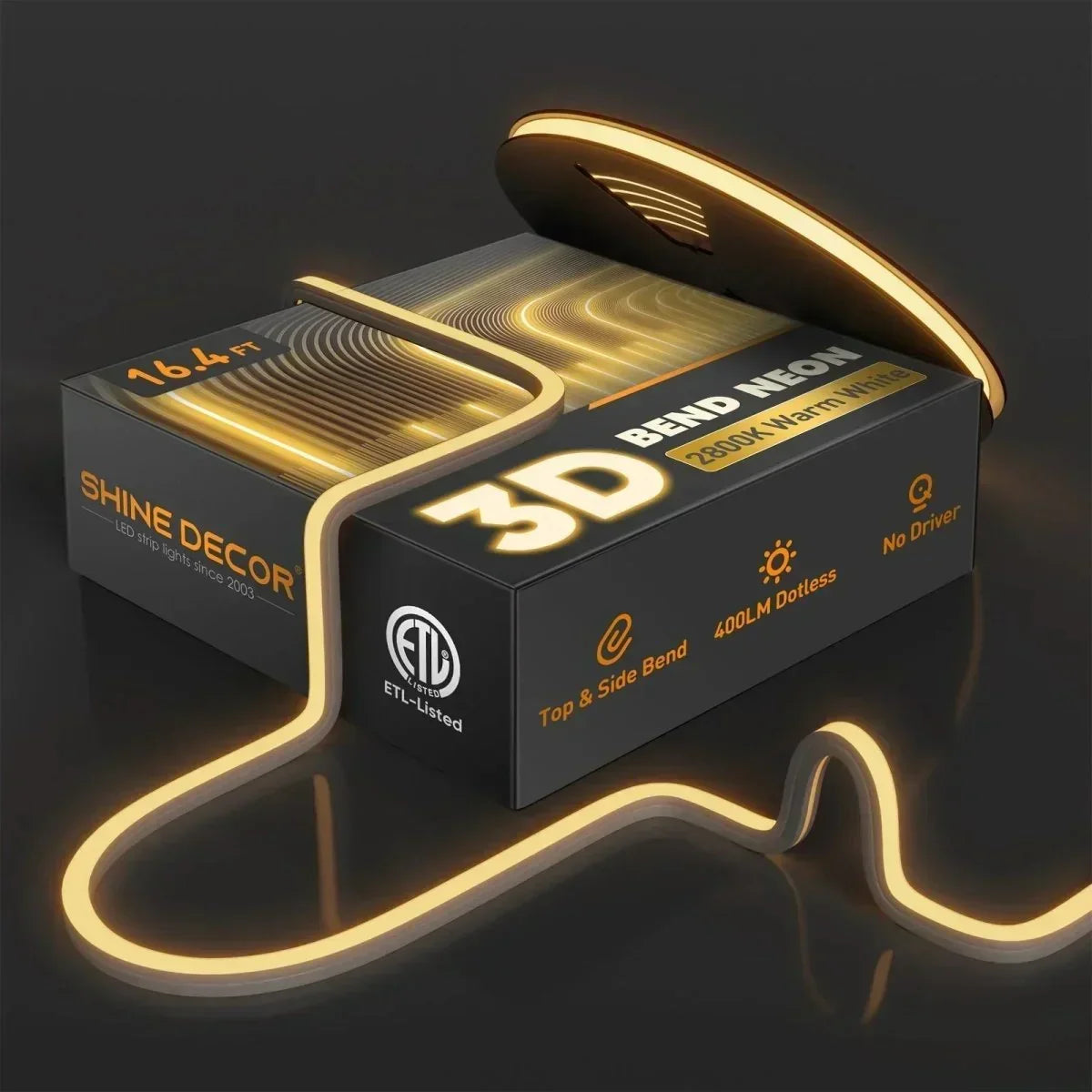 Shine Decor 3D Neon Flex White Top & Side Free Bend Driverless, Dotless - Shine Decor