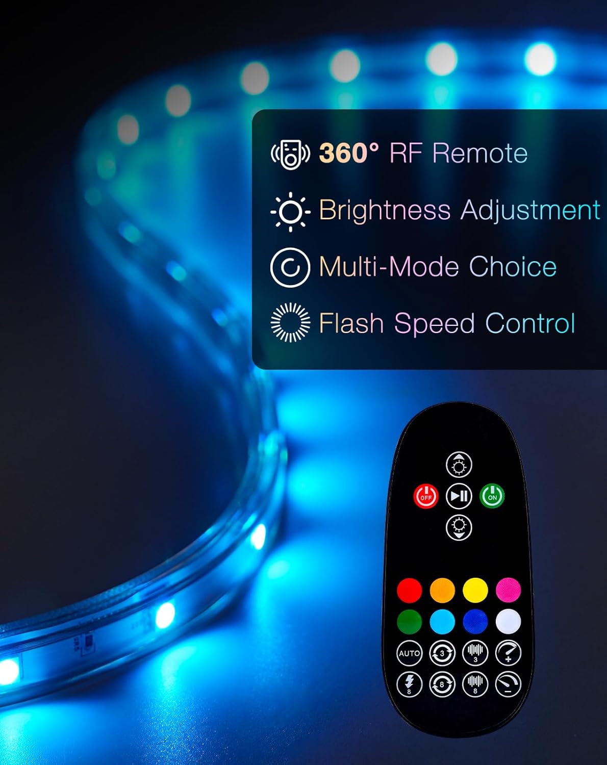 Shine Decor Lite RGB strip lights with packaging and remote control on a reflective surface.