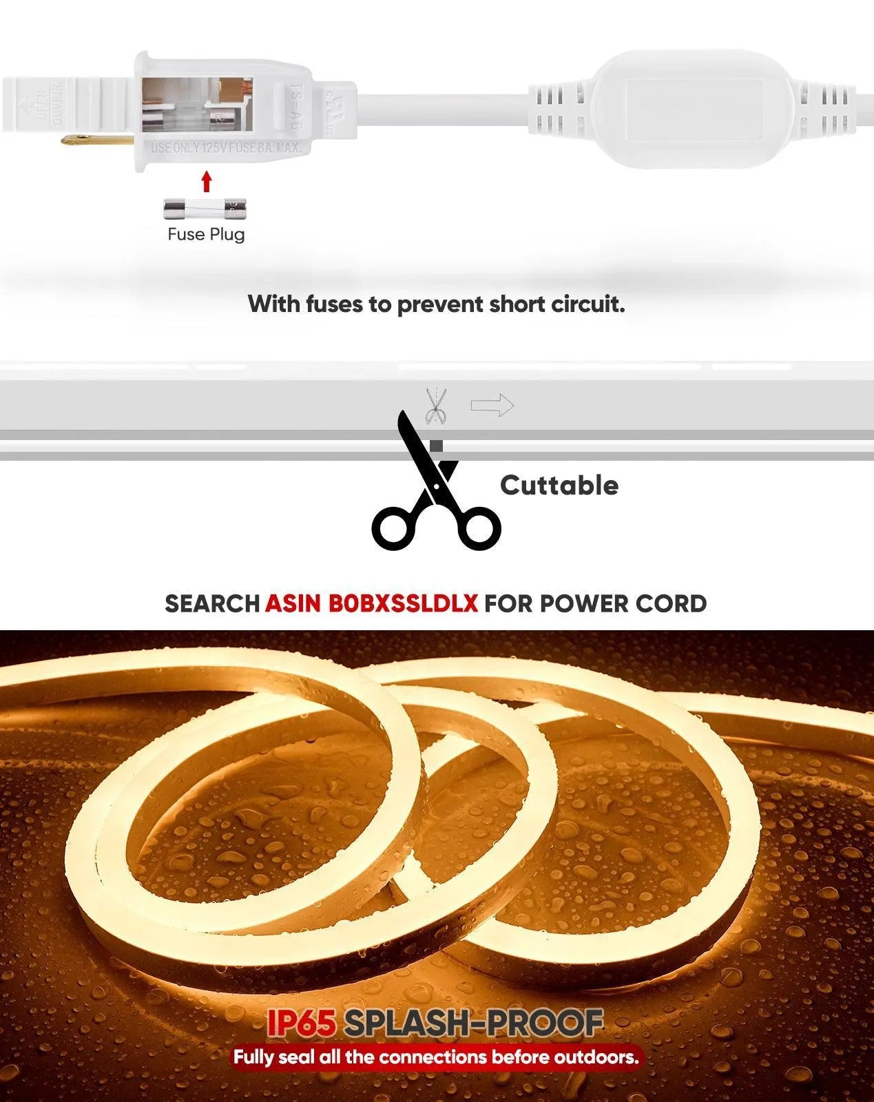 110V Bright Flexible LED Neon Rope Light 2500K Warm White 226Lumens/M - Shine Decor