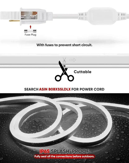 110V Bright Flexible LED Neon Rope Light, 6300K Cool White 226Lumens/M - Shine Decor