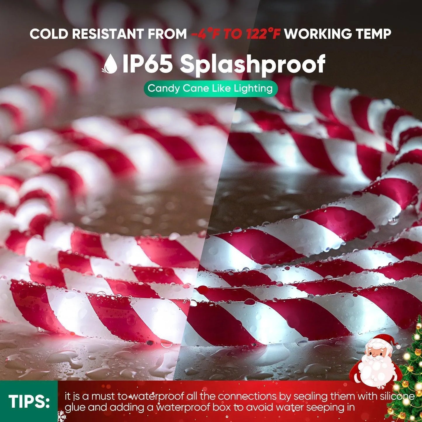 110V Candy Cane Rope Light 11000K Cool White For Christmas - Shine Decor