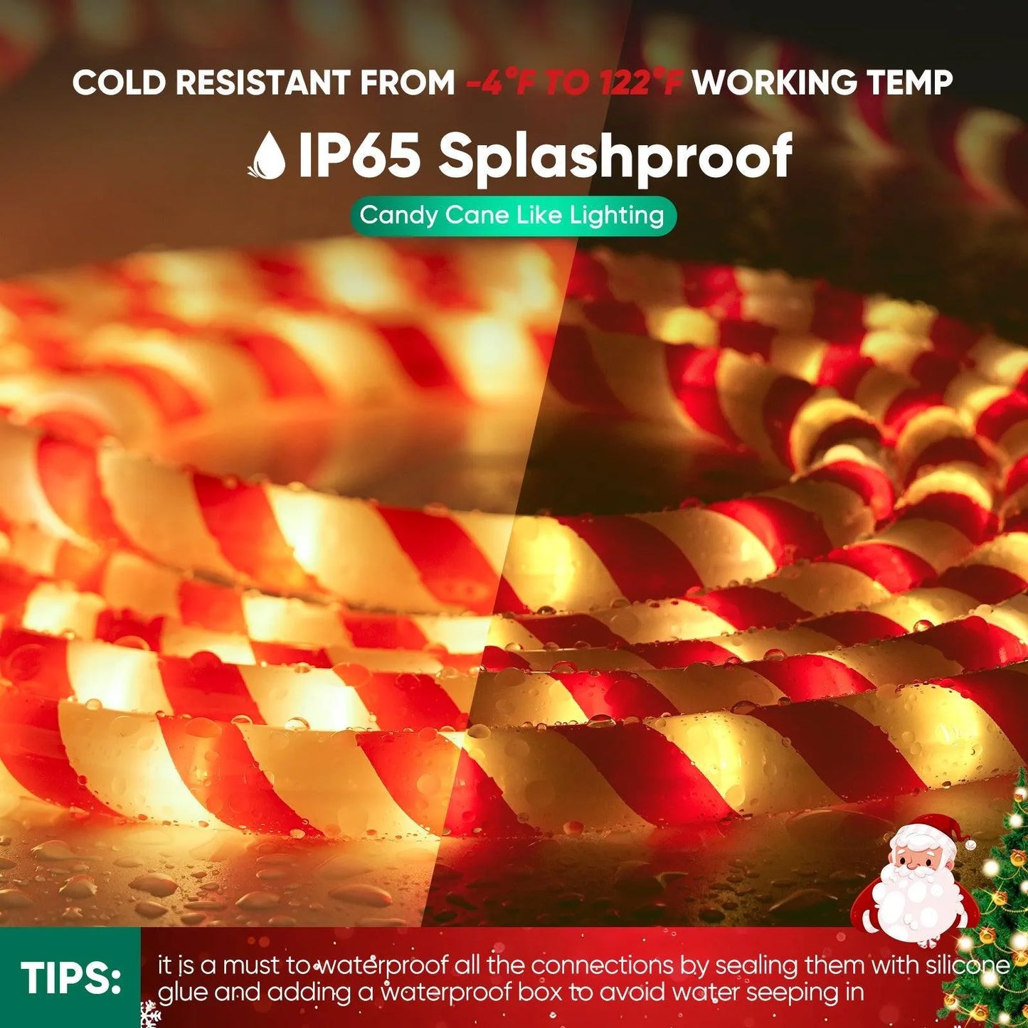 110V Candy Cane Rope Light 2800K Warm White For Christmas - Shine Decor