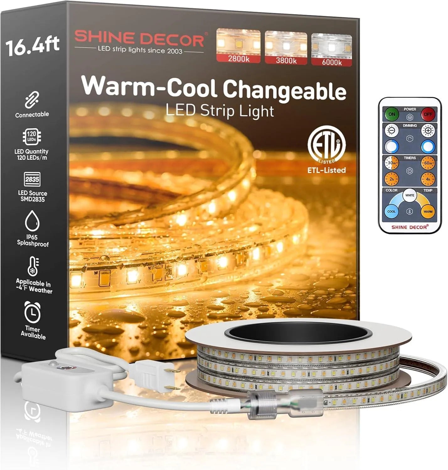 110V CCT Tunable White Strip Remote Control 2800K/4500K/6000K Changeable White - Shine Decor