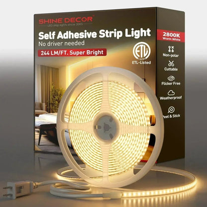 110V COB Led Strip Light, Driverless LED Tape Light-2800K Warm White 244LM/FT - Shine Decor