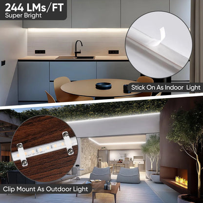 110V COB Led Strip Light Driverless LED Tape Light 6000K Cool White 244LM/FT - Shine Decor