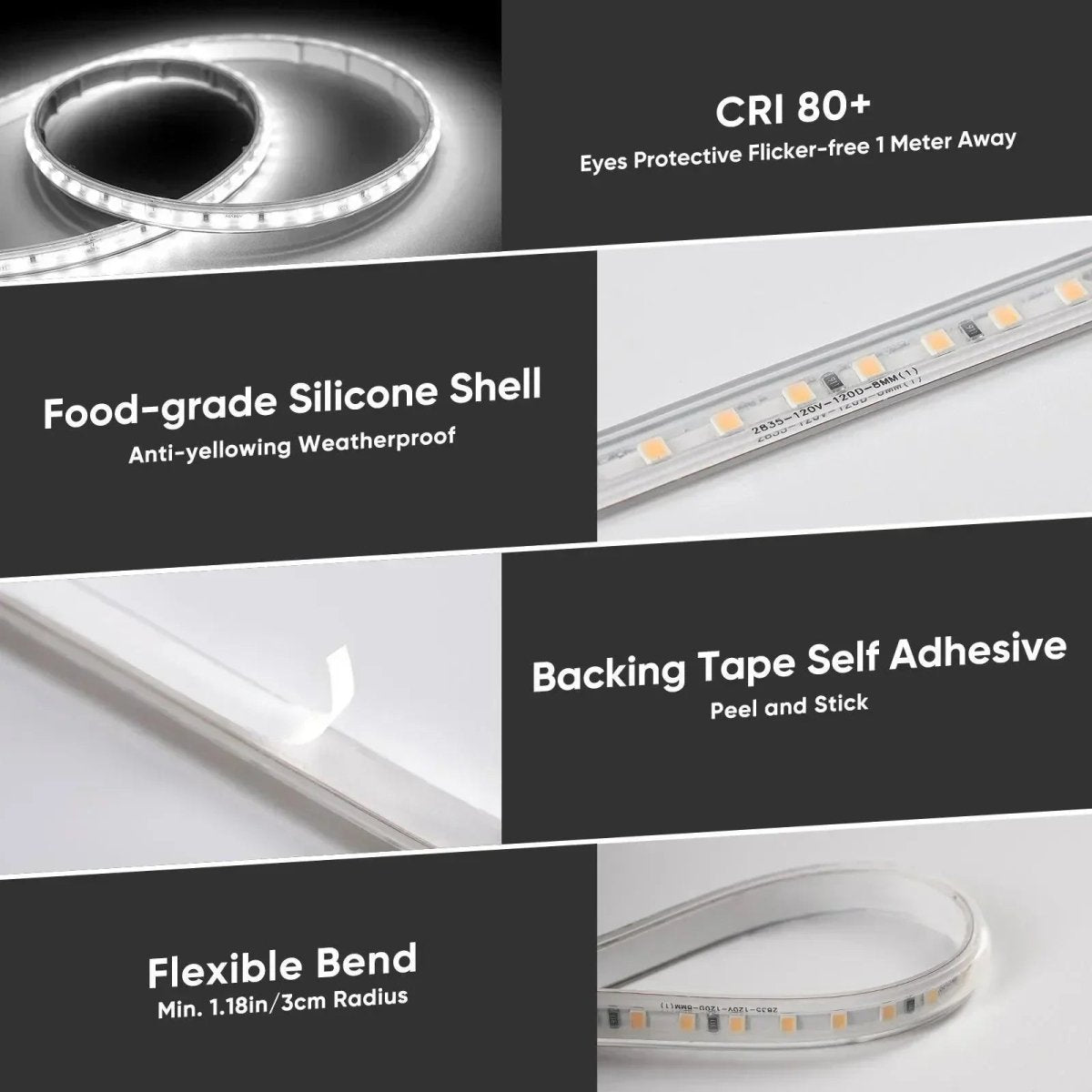 110V COB Led Strip Light, Driverless LED Tape Light-6000K Cool White 244LM/FT - Shine Decor