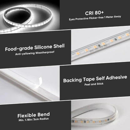 110V COB Led Strip Light, Driverless LED Tape Light-6000K Cool White 244LM/FT - Shine Decor