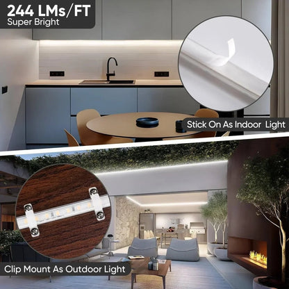 110V COB Led Strip Light, Driverless LED Tape Light-6000K Cool White 244LM/FT - Shine Decor