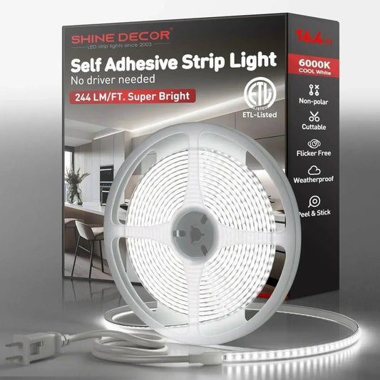 110V COB Led Strip Light, Driverless LED Tape Light-6000K Cool White 244LM/FT - Shine Decor