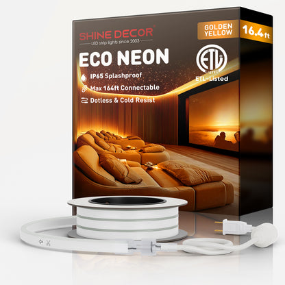 110V Eco Gold Yellow LED Neon Rope Light Energy Efficient Neon 189Lumens/M - Shine Decor