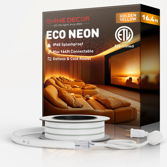 110V Eco Gold Yellow LED Neon Rope Light Energy Efficient Neon 189Lumens/M - Shine Decor