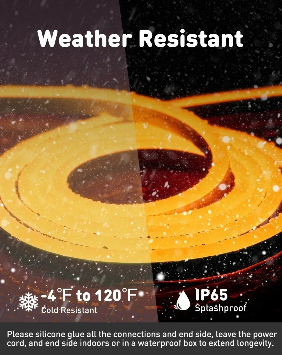 110V Eco Gold Yellow LED Neon Rope Light, Energy Efficient Neon 189Lumens/M - Shine Decor