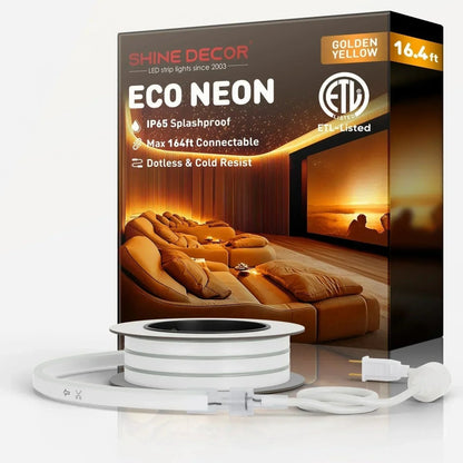 110V Eco Gold Yellow LED Neon Rope Light, Energy Efficient Neon 189Lumens/M - Shine Decor