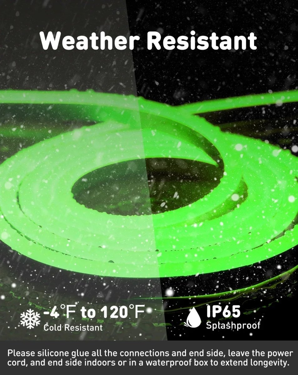 110V Eco Green Neon Rope Light, Energy Efficient Neon 189Lumens/M - Shine Decor