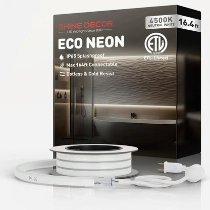 110V Eco LED Neon Rope Light, 4500K Natural White Energy Efficient 189Lumens/M - Shine Decor