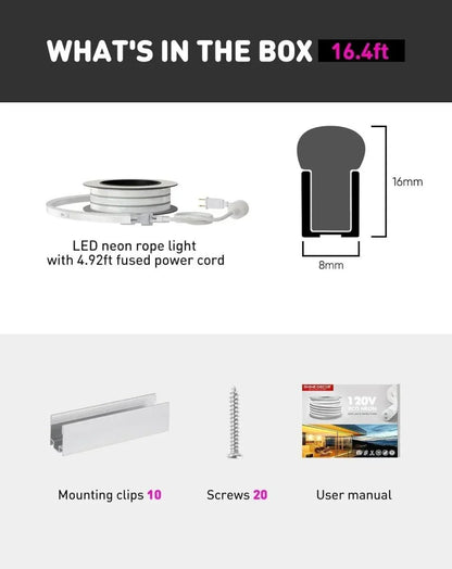 110V Eco LED Neon Rope Light, Purple Energy Efficient Neon 189Lumens/M - Shine Decor