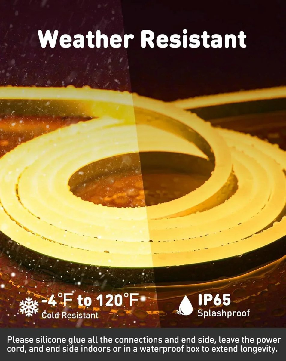 110V Eco LED Neon Rope Light, Warm White 2600K Energy Efficient 189Lumens/M - Shine Decor