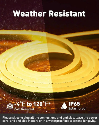 110V Eco LED Neon Rope Light, Warm White 2600K Energy Efficient 189Lumens/M - Shine Decor