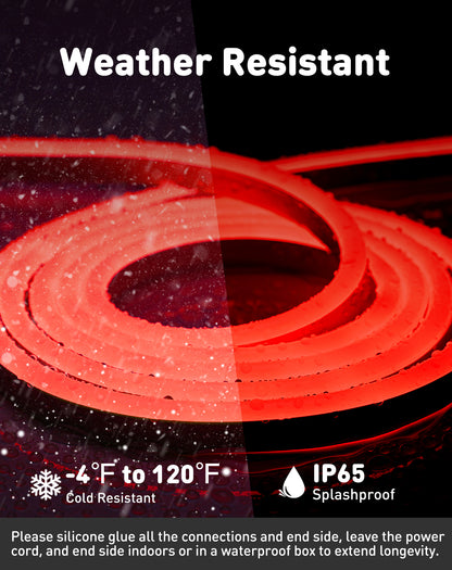 110V Eco Red LED Neon Rope Light Energy Efficient Neon 189Lumens/M - Shine Decor