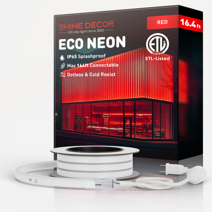 110V Eco Red LED Neon Rope Light Energy Efficient Neon 189Lumens/M - Shine Decor