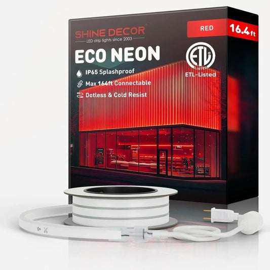 110V Eco Red LED Neon Rope Light, Energy Efficient Neon 189Lumens/M - Shine Decor