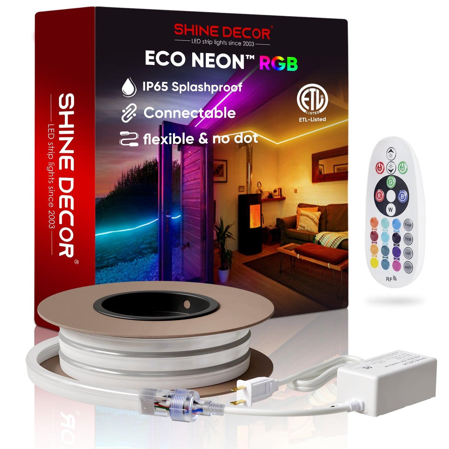 110V Eco RGB LED Neon Rope Light Long Lasting Bright Remote Control - Shine Decor