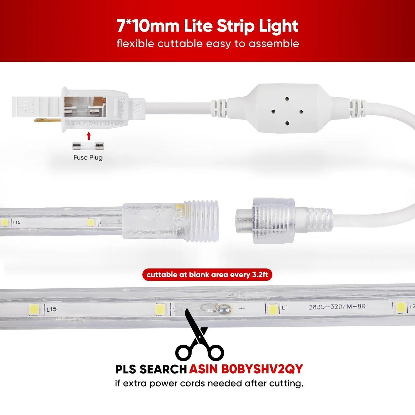 110V Lite Strip Light Ambient Lighting White Low Luminance 180Lumens/M - Shine Decor
