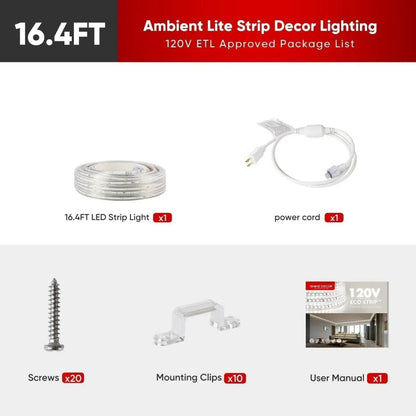 110V Lite Strip Light Ambient Lighting White, Low Luminance 180Lumens/M - Shine Decor