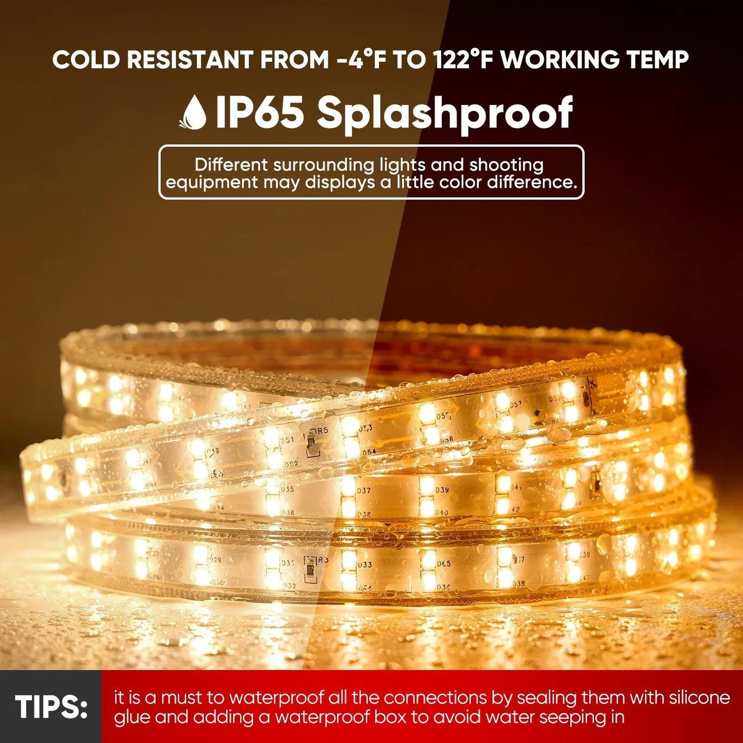 110V Super Bright Double Row Plus LED Strip 2800K Warm White 510Lumens/M - Shine Decor