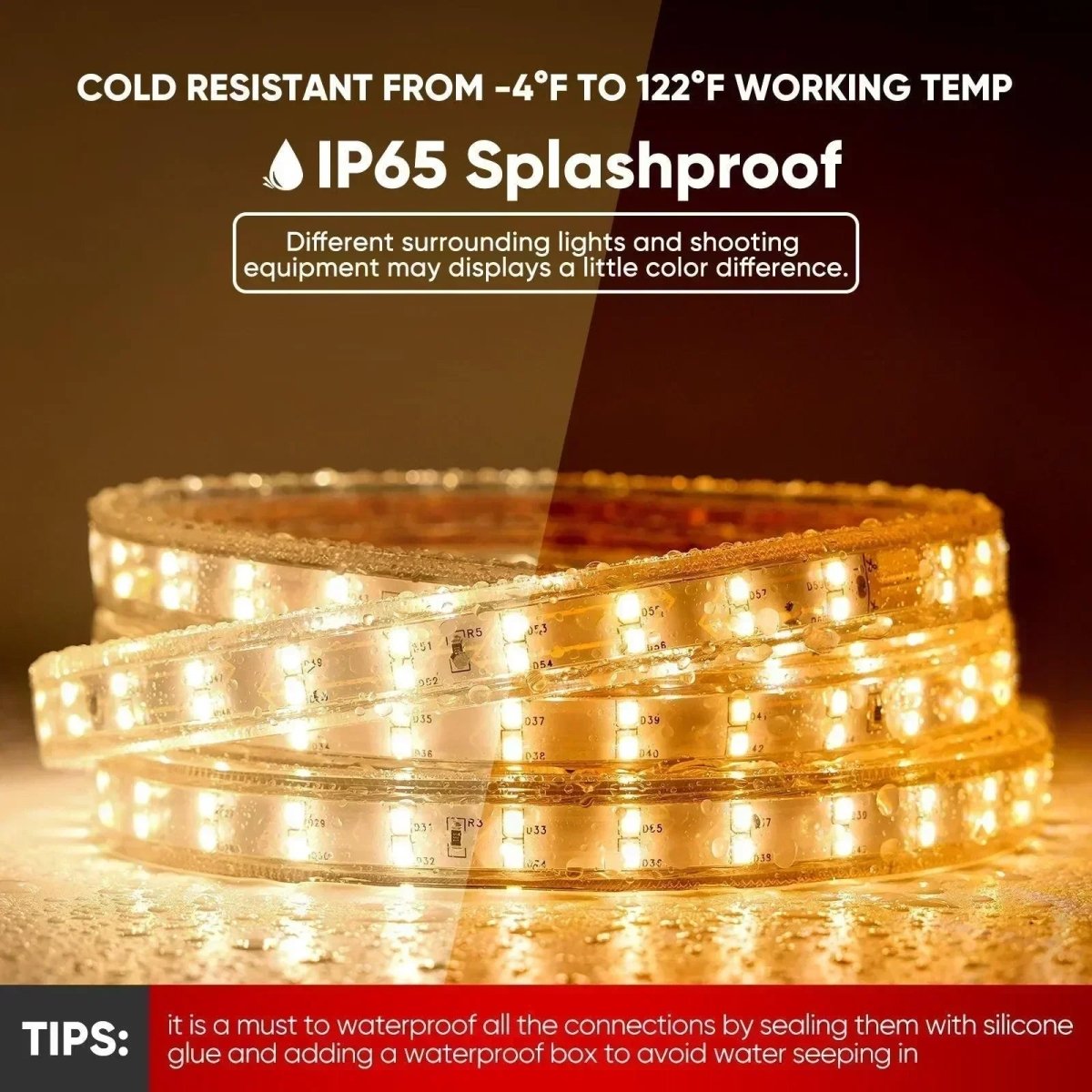 110V Super Bright Double Row Plus LED Strip, 2800K Warm White 510Lumens/M - Shine Decor