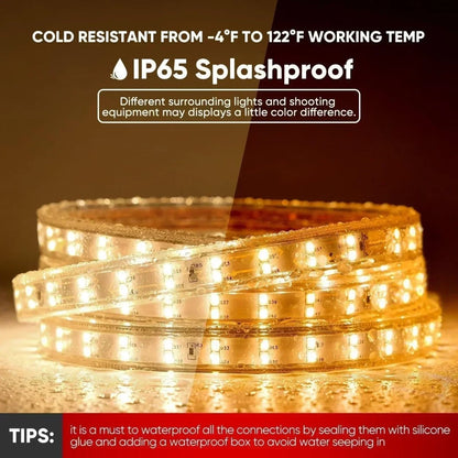 110V Super Bright Double Row Plus LED Strip, 2800K Warm White 510Lumens/M - Shine Decor