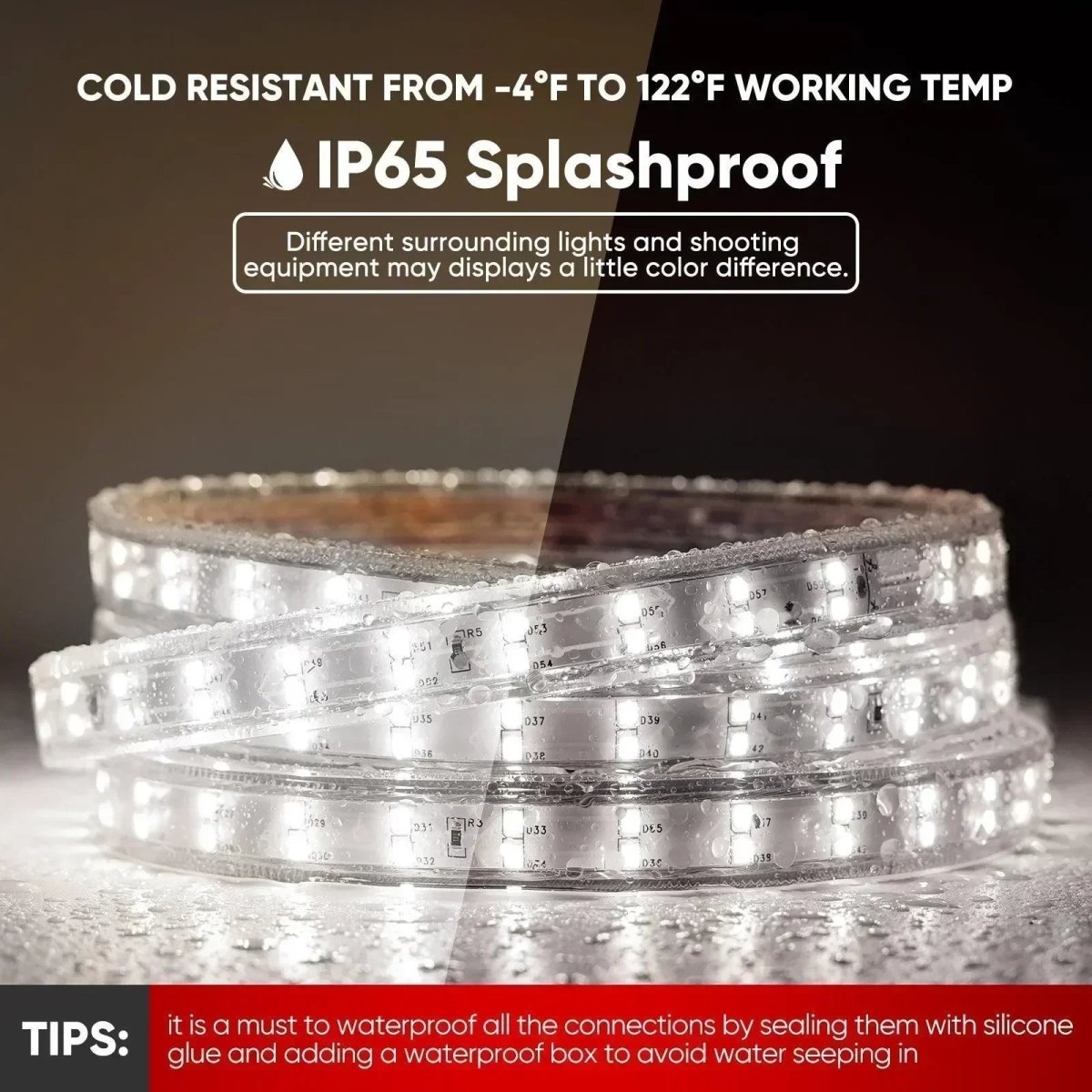 110V Super Bright Double Row Plus LED Strip, 6000K Cool White 510Lumens/M - Shine Decor