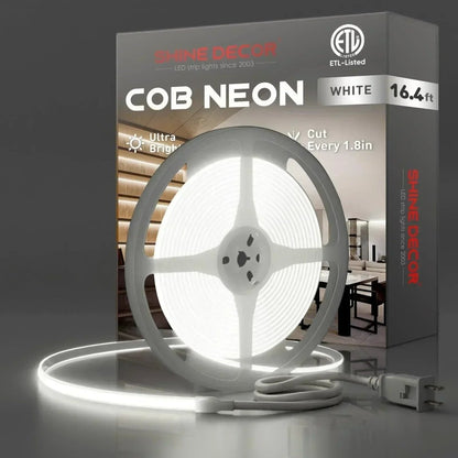 110V Ultra Bright-COB LED Neon Rope Light, 6000K Cool White 800Lumens/M - Shine Decor