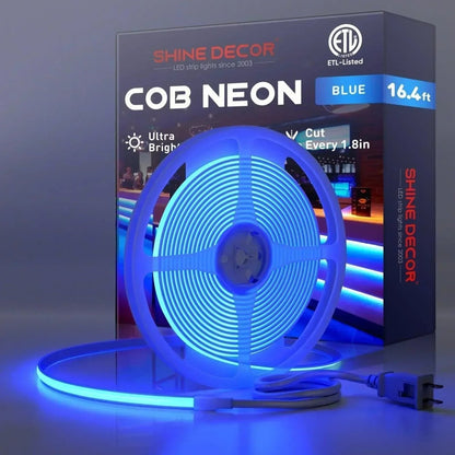 110V Ultra Bright, COB LED Neon Rope Light, Blue Color 800Lumens/M - Shine Decor