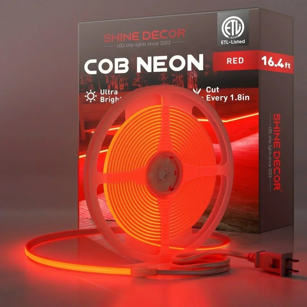 120V COB Red Rope Light Driver-Free 800Lm/M-1.8 inch Cut-ETL Listed ...