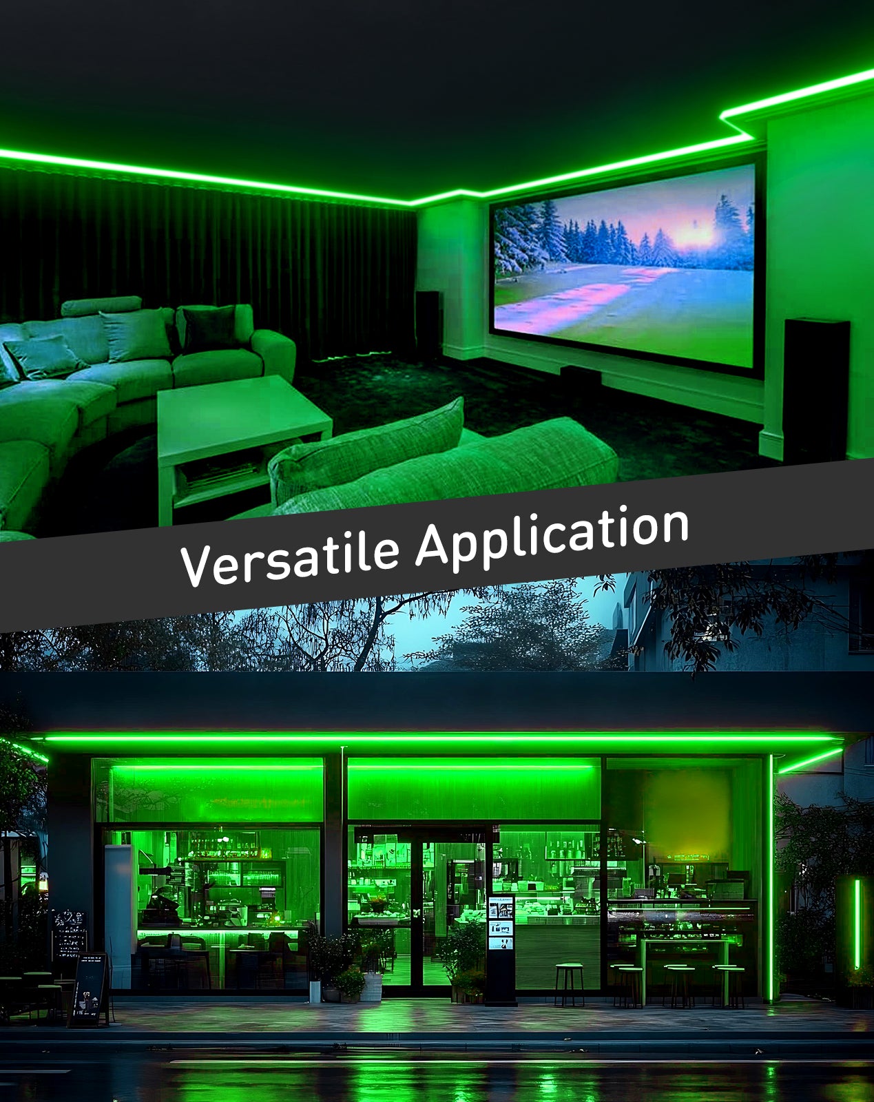 120V Eco green rope light, Connectable & Cuttable Dotless 120LEDsM Neon Strip Lighting, ETL IP65 Waterproof & Weather-Resistant for Home Commercial