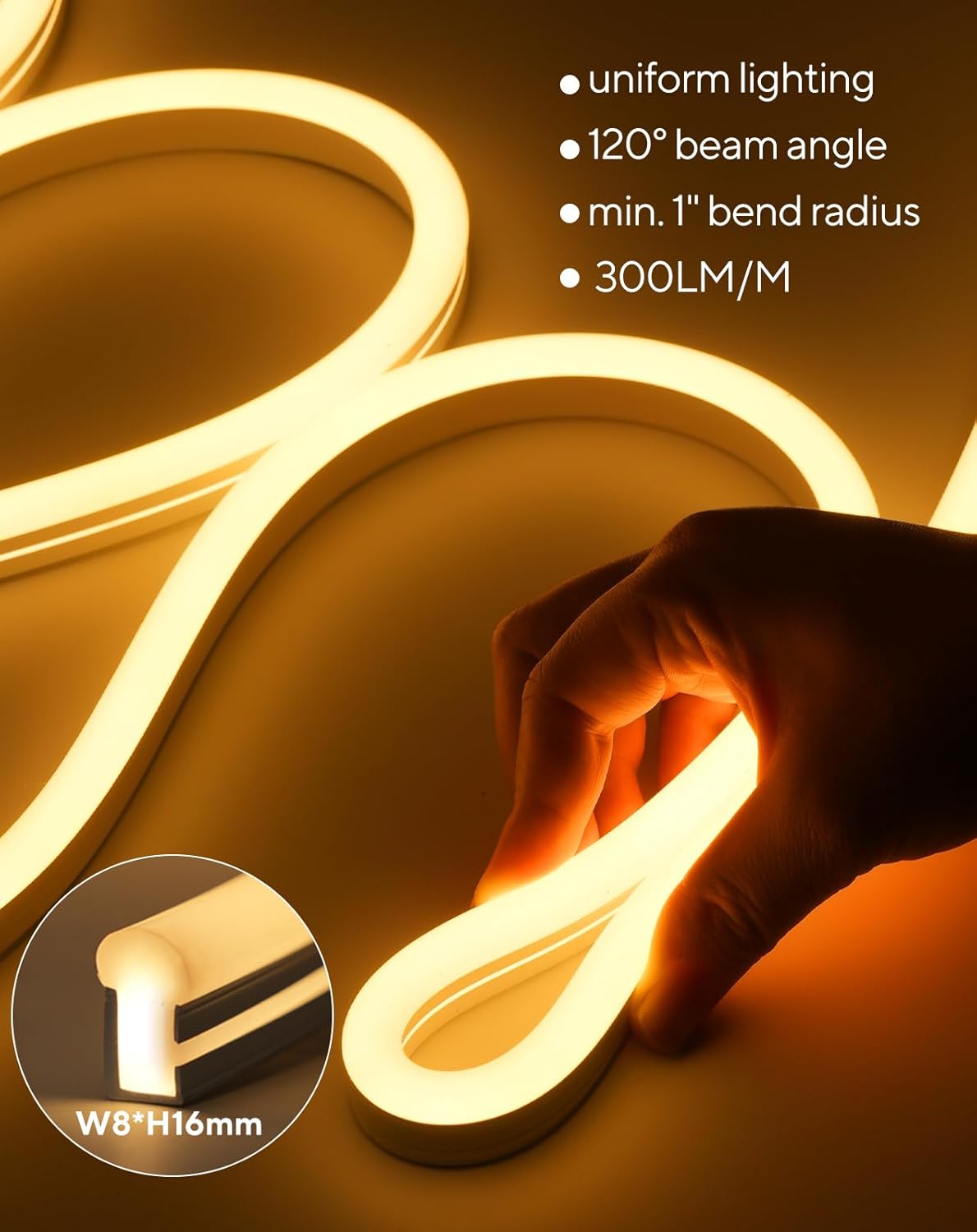 120V IP67 Waterproof Flexible White Outdoor LED Neon Rope Light Cold Resistant(-40℉~122℉)