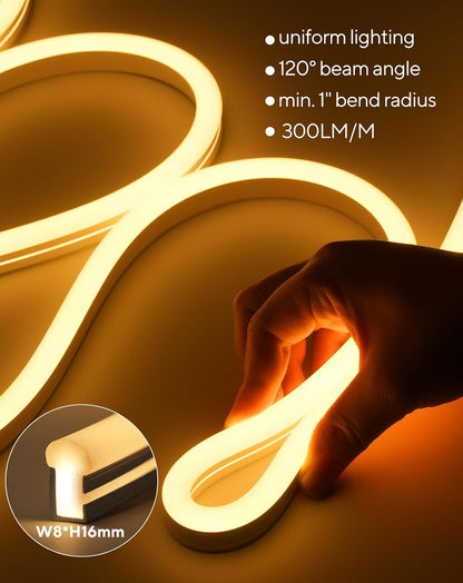 120V IP67 Waterproof Flexible White Outdoor LED Neon Rope Light Cold Resistant(-40℉~122℉)