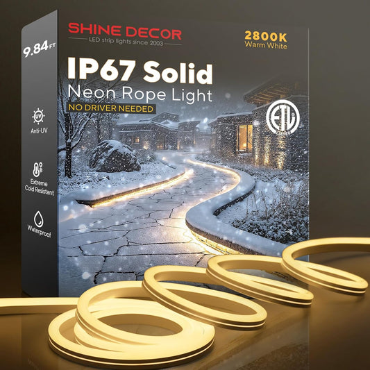 120V IP67 Waterproof Flexible White Outdoor LED Neon Rope Light Cold Resistant(-40℉~122℉)