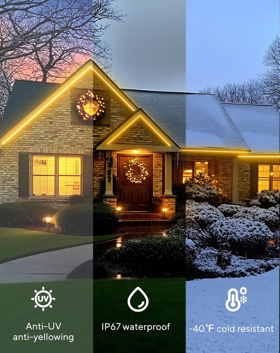 120V IP67 Waterproof Flexible White Outdoor LED Neon Rope Light Cold Resistant(-40℉~122℉)