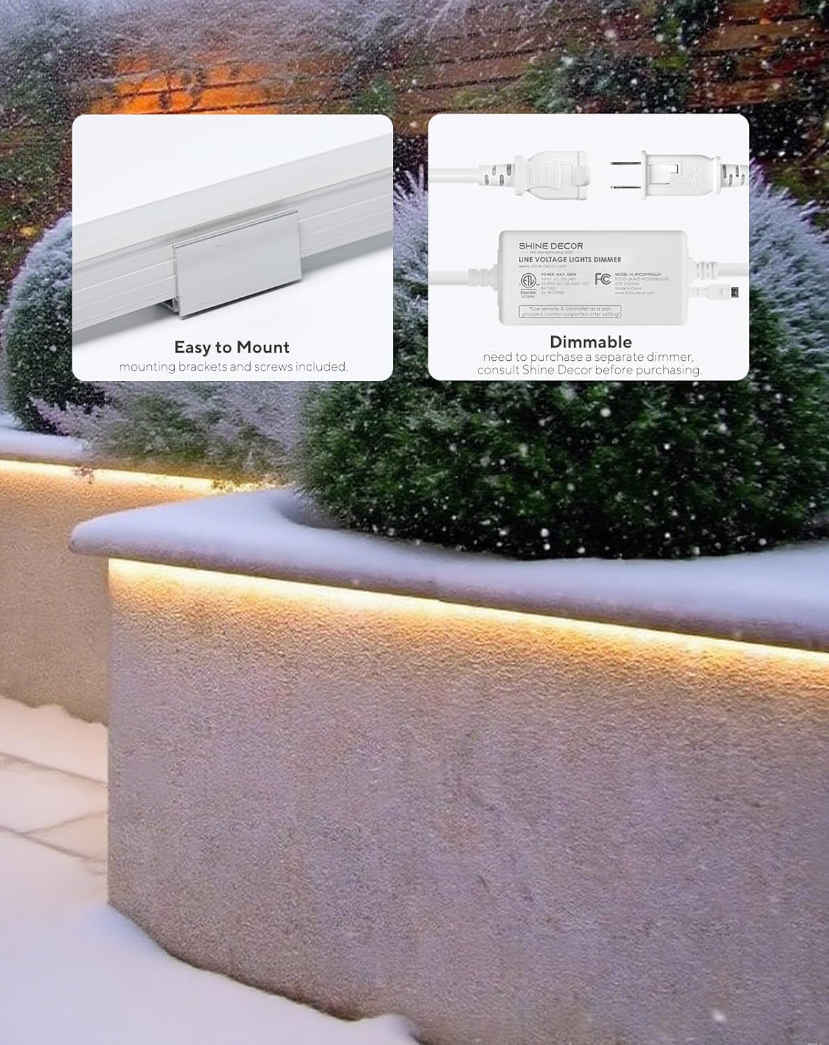 120V IP67 Waterproof Flexible White Outdoor LED Neon Rope Light Cold Resistant(-40℉~122℉)