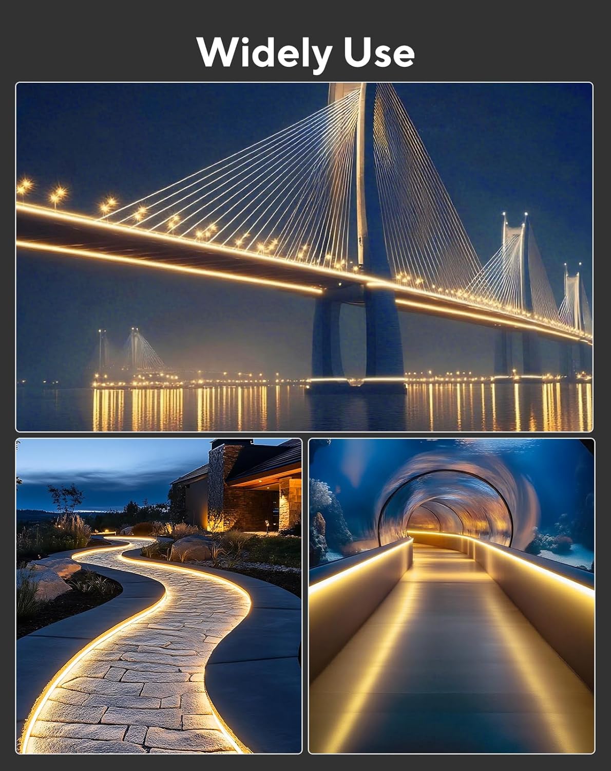 120V IP67 Waterproof Flexible White Outdoor LED Neon Rope Light Cold Resistant(-40℉~122℉)